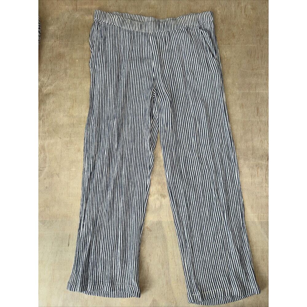Fresh Produce Sz M Pockets Stripes Beachy Coastal Boho Flowy Wide Leg Pants